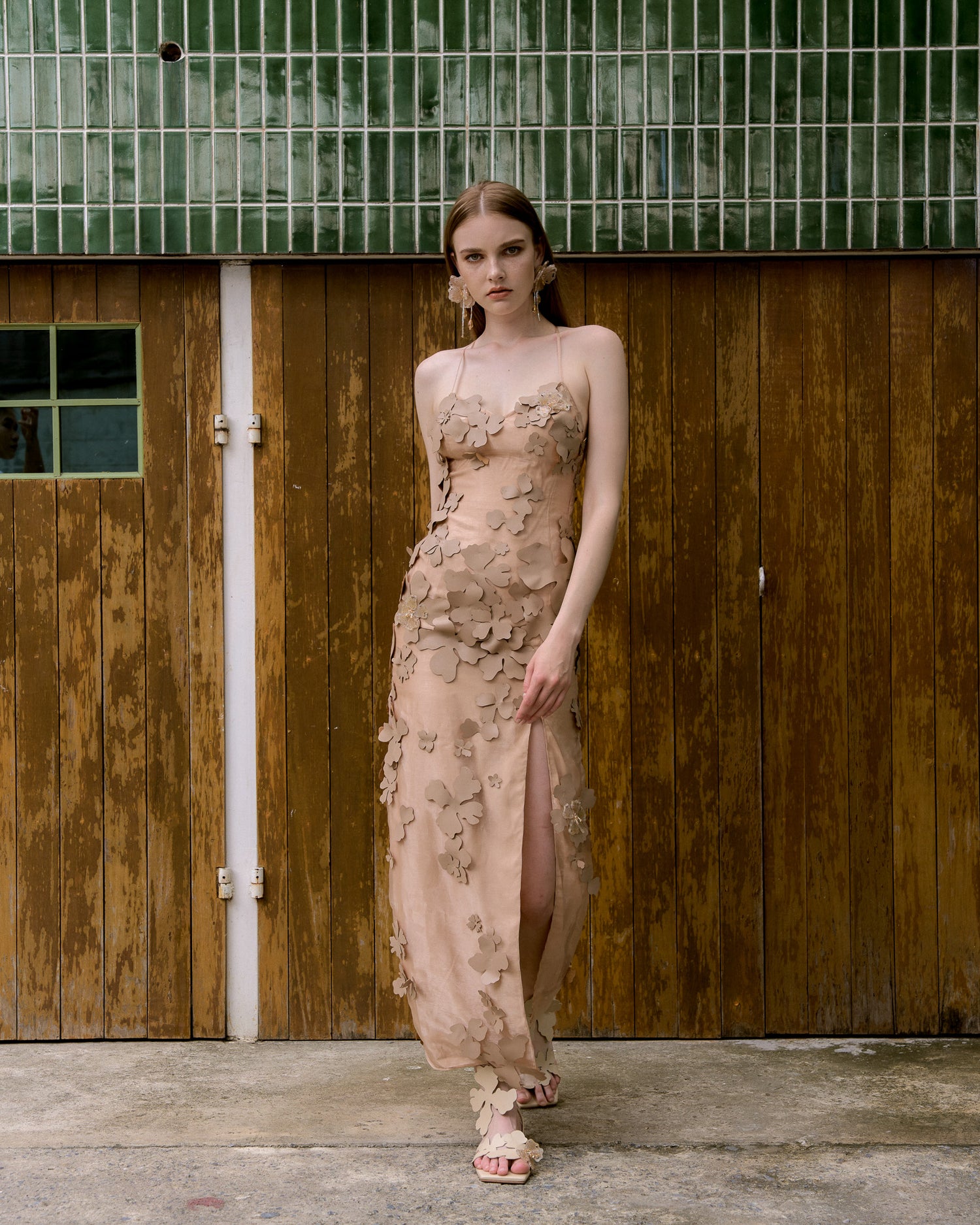 Maxi Dress Flowery - Nude