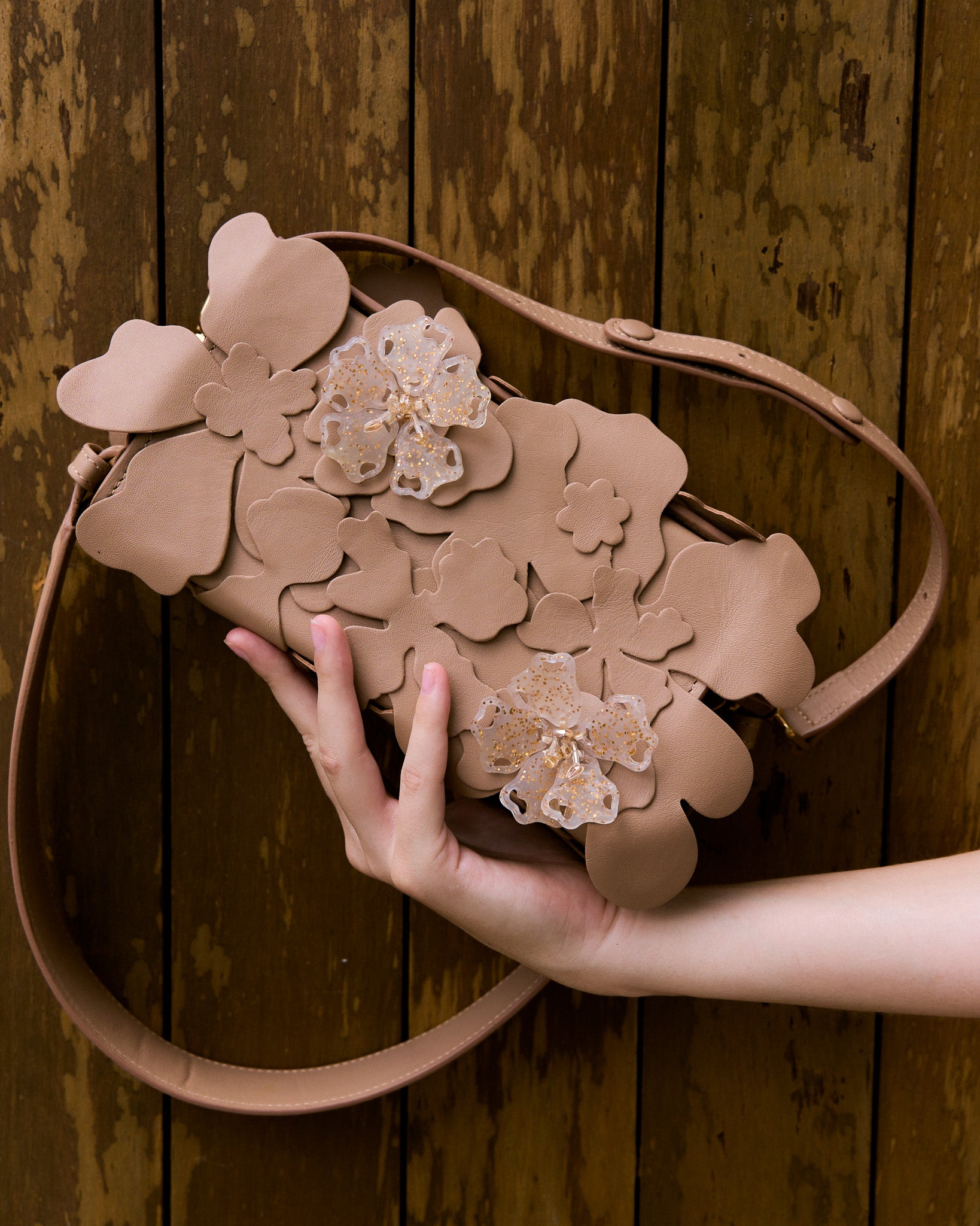 Sama Box Bag Flowery -  Nude
