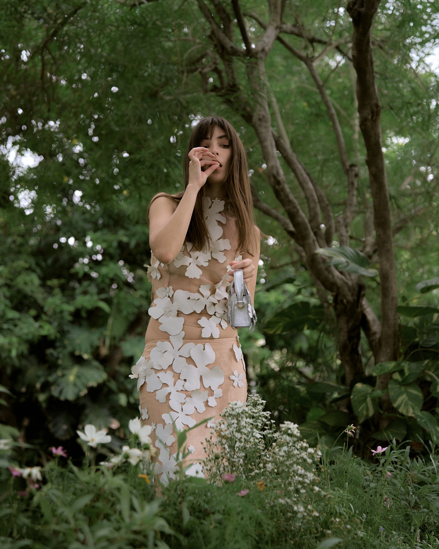 Maxi Skirt Flowery - White