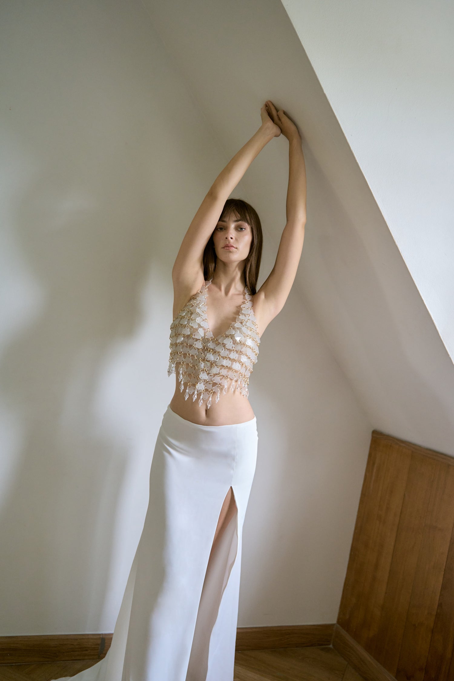 Infinitude Mali Cropped Top - Silver Glitter