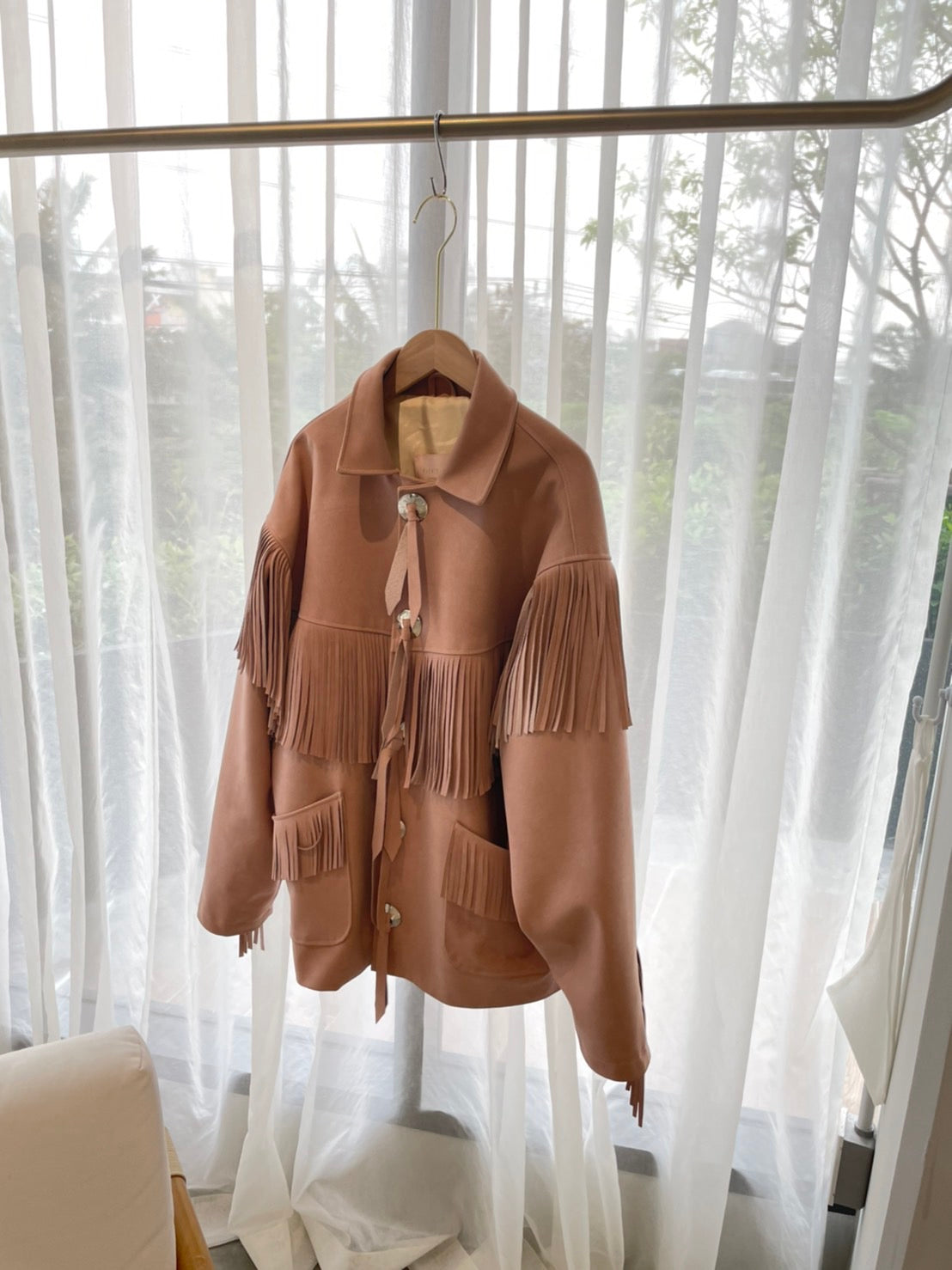 Carnelian Jacket Fringes Pink