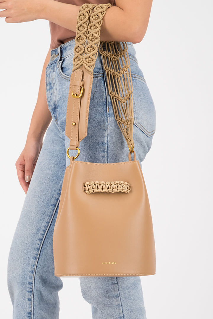 Sham Bucket Bag in Nude